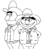 A coloring page of sesame street